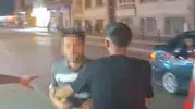 Konya trafiğinde kask kamerasına yansıyan yumruklu kavga