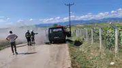 Vezirköprü yolunda servis otobüsü küle döndü