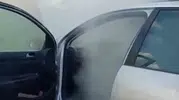 Bartın'da park halindeki araç bir anda alev aldı