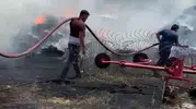 Burdur Kayaaltı köyünde samanlık yangını paniği