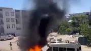 Kahta’da çöp yangını park halindeki araçlara zarar verdi