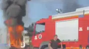 Karabük'te yanan hasta nakil aracından şoför hayat kurtardı