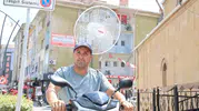 Kırşehirli sürücüden bunaltıcı sıcaklara vantilatörlü çözüm