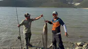 Turna umuduyla çıktılar, göletin devini kıyıya çektiler