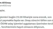 YKS tercih dönemi bu gece kapanıyor