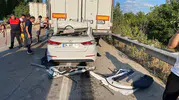 Tokat'ta yola çıkan otomobil TIR'a arkadan çarptı