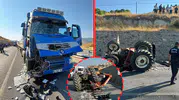 Yol ortasında can pazarı: Çekici traktöre çarptı, 1 ölü 2 yaralı