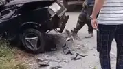 Erzin ile Zorkun yolunda hafriyat kamyonu ve otomobil çarpıştı