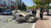 Konya'da Genç Sürücü Direksiyon Hakimiyetini Kaybetti Takla Atan Otomobilde Sıkıştı