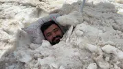 Sıcaktan kaçıp karın içine girdi! Erzincan’da ilginç serinleme