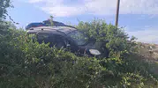 Zonguldak'ta kontrolden çıkan araç çalılıklara girdi