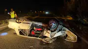 Karabük'te direksiyon hakimiyeti kayboldu, otomobil savruldu