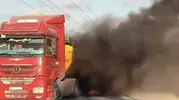 Arnavutköy yolunda hafriyat kamyonu alevlere teslim oldu