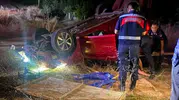 İnegöl'de gece vakti kaza Otomobil şarampole uçtu