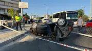 Antalya Serik yolunda kaza anı kameraya yansıdı