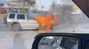 Kastamonu trafiğinde korkutan araç yangını