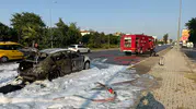 Antalya’da seyir halindeki otomobil alev topuna döndü