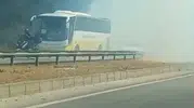Bursa İzmir yolunda anız yangını trafiği kilitledi