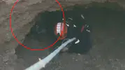 Siirt'te obrukta mahsur kalan keçi AFAD'ın çalışmasıyla kurtarıldı