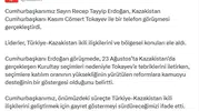 Erdoğan'dan Tokayev'e tebrik telefonu