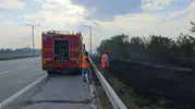 Otoyolda anız yangını Sürücüler dumana teslim oldu