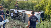 Samsun’da yolcu otobüsü devrildi
