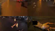 Yaya geçidinde motosiklet çarptı, kaza anı kask kamerasında