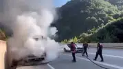 Sinop yolunda tavuk nakliye kamyoneti alevlere teslim oldu