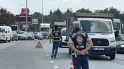 Arnavutköy yollarında kamyonlara havadan takip