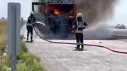 Konya yolunda seyir halindeki tır bir anda alevler içinde kaldı