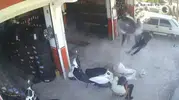 Gaziantep'te lastik tamircisinde korku dolu anlar Patlama anı kamerada