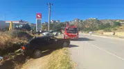 İskilip yolunda dehşet anları: Kontrolden çıkan otomobil kanala uçtu