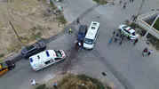 Karaman'da korku dolu anlar: Kavşaktaki çarpışma güvenlik kamerasında