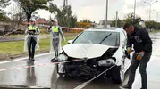 Aksaray'da şiddetli kaza: Otomobilin hurdaya döndüğü anlar kameraya yansıdı
