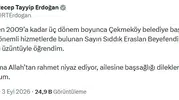 Sıddık Eraslan son yolculuğuna uğurlanıyor: Cumhurbaşkanı Erdoğan'dan taziye mesajı