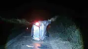 Ödemiş yolunda gece yarısı dehşeti: Virajı alamayan otomobil kanala uçtu