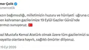 Ömer Çelik'ten 19 Eylül mesajı: Kahramanlarımıza minnet borçluyuz