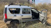 Bolvadin girişinde korkutan kaza: Otomobil şarampole uçtu