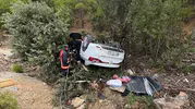 Mut yolunda korkunç kaza: Direksiyon hakimiyetini kaybeden sürücü şarampole uçtu