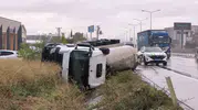 Bursa kara yolunda tehlikeli kaza: Sıvı tuz yüklü tanker kanala uçtu