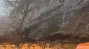 Uludağ yolunda sabah saatlerinde korkutan heyelan