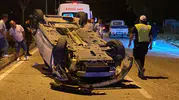İnegöl'de gece yarısı dehşeti: Takla atan otomobilden sağ çıktılar