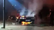 İslahiye'de trafik ışıklarında korku dolu anlar: Otomobil aniden alev aldı