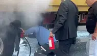 D-100 kara yolunda nefes kesen dayanışma: Beton mikseriyle yangın söndürdüler