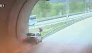 Amasya'da tünel çıkışında korkutan kaza anı kamerada