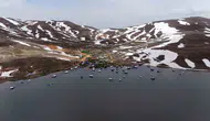 Erciyes Tekir Gölü taştı karavanlar sular altında kaldı