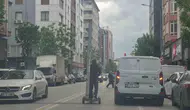 Eskişehir trafiğinde akıl almaz scooter yolculuğu