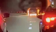 Çanakkale yolunda tünel içinde araç yangını paniği