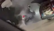 Bursa'da tehlikeli şov Benzinlikte motosikletle lastik yaktı