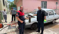 Hilvan’da otomobilin motoruna gizlenen yılan itfaiyeyi harekete geçirdi